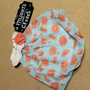 Baby Essentials Floral Bubble Onesie 6 months Blue White Pink Romper